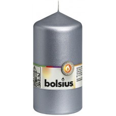 Свеча цилиндр серебристая Bolsius 13 см (70/130-271Б)