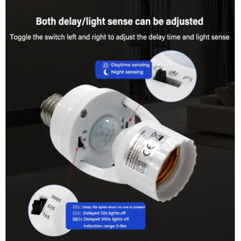 Патрон для лампи Е27 із датчиком руху на 360 градусів