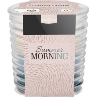 Аромасвеча трехцветная в фактурном стекле Bispol летнее утро 8 см (snw80-252)