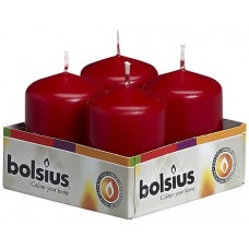 Свеча цилиндр бордовая bolsius 4х6 см 4 шт (40/60-036Б)