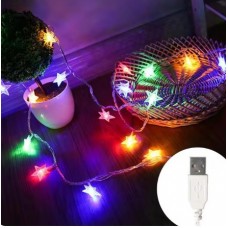 Светодиодная гирлянда звезда разноцветная usb 3 м 20 led