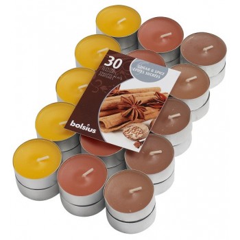 Свеча чайная ароматизированная Корица и специи Bolsius 1.5 см 30 шт (p15-30-65Б SUG)