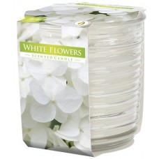 Аромасвеча в фактурном стекле Bispol белые цветы 8 см (snw80-1-179)