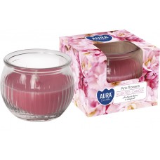 Свеча ароматическая в стекле розовые цветы 8 см Bispol (sn69-367)